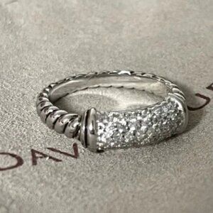 David Yurman Silver Diamond Ring sz7